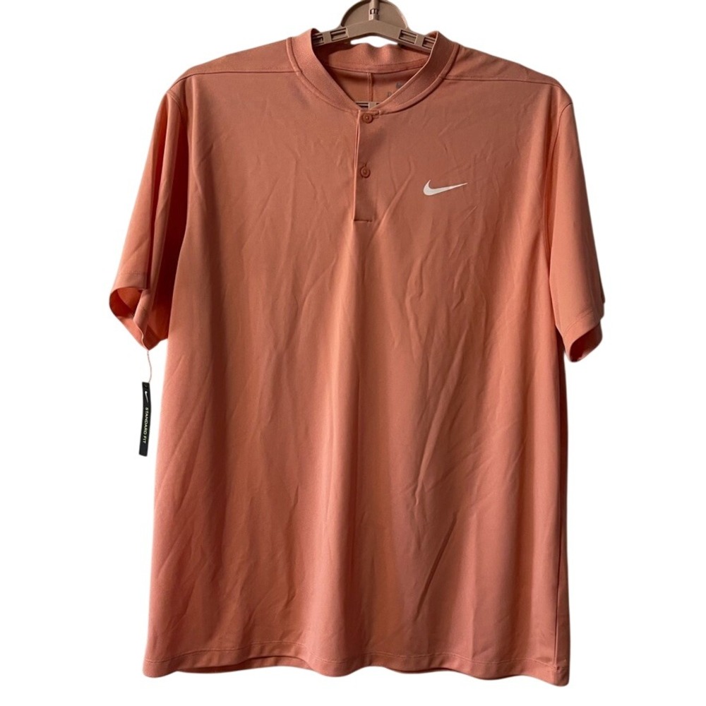 Nike Dri-FIT Mens XL Coral Peach Blade Collar Golf Polo Shirt Standard Fit 0413